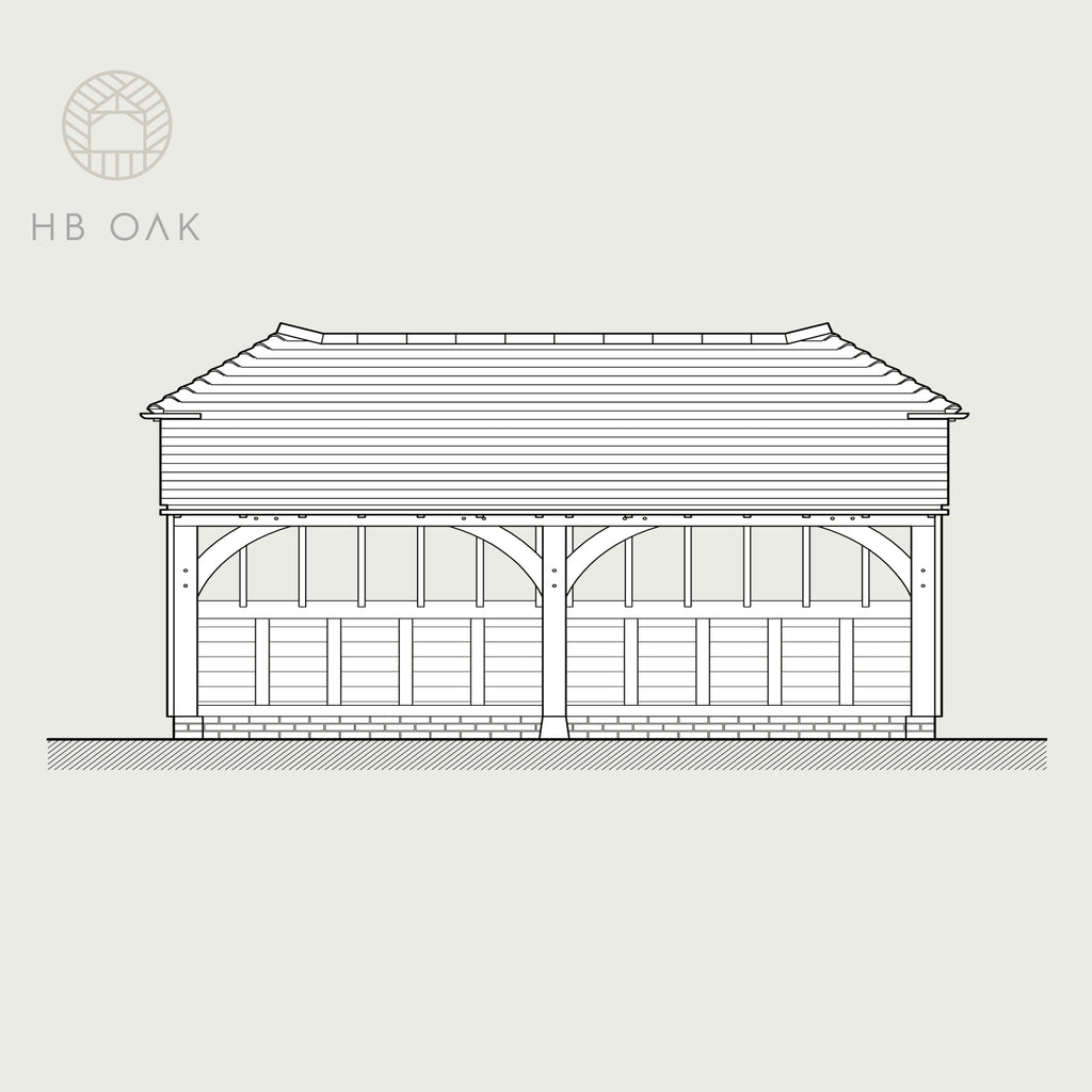 2 Bay Catslide with Barn Hip Oak Kit