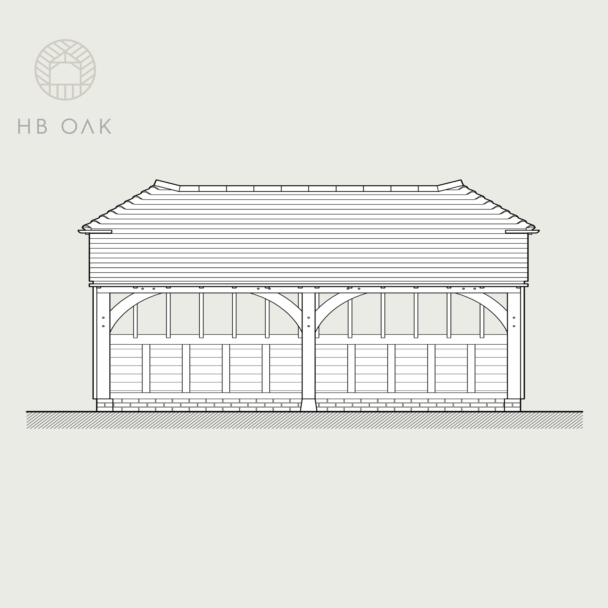 2 Bay Catslide with Barn Hip Oak Kit