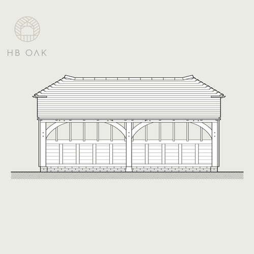 2 Bay Catslide with Barn Hip Oak Kit