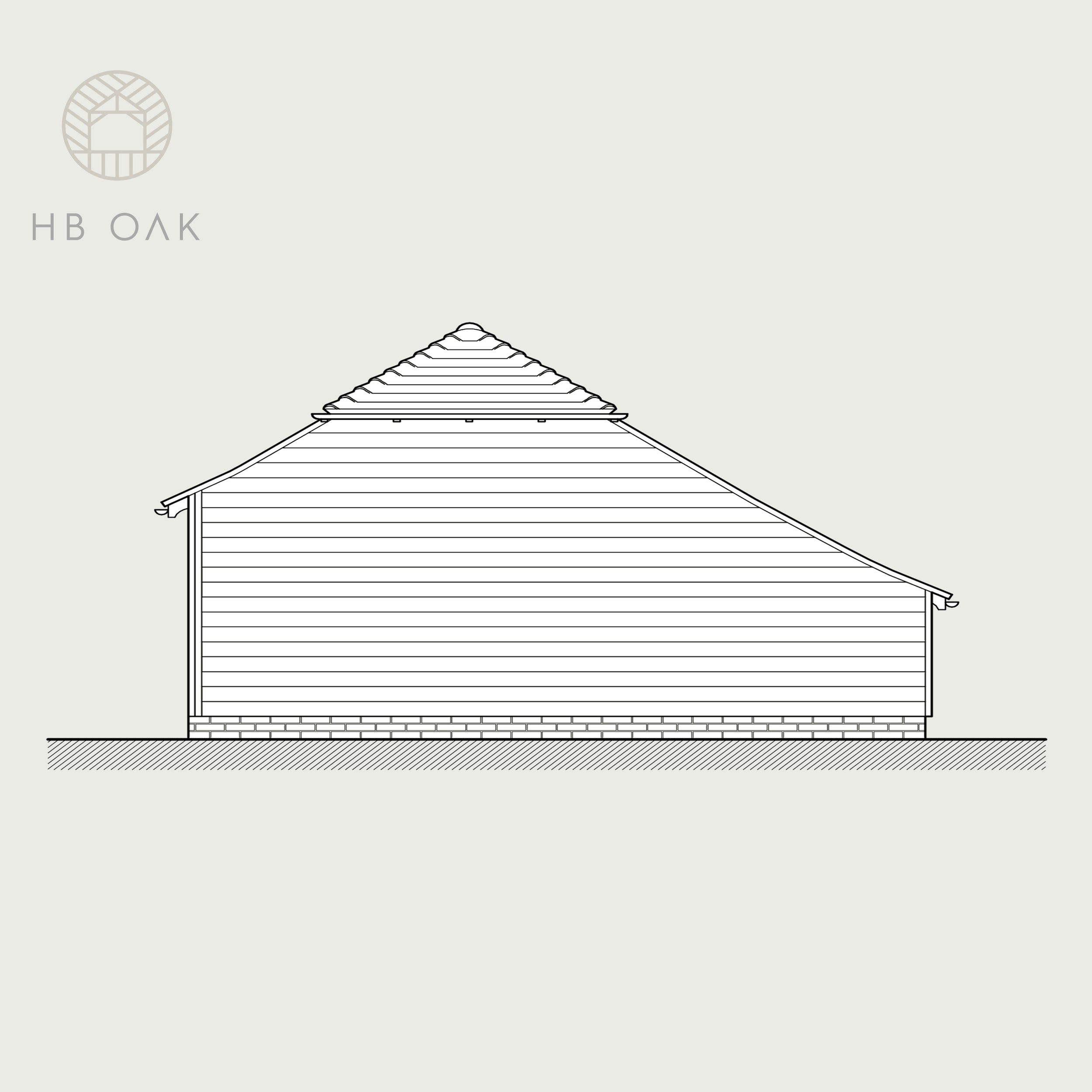 2 Bay Catslide with Barn Hip Oak Kit