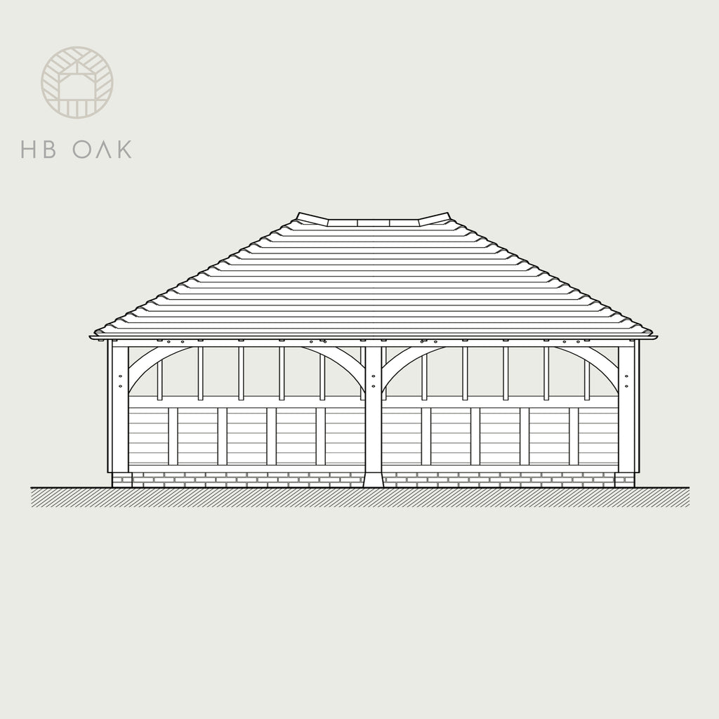 2 Bay Catslide with Full Hip Oak Kit