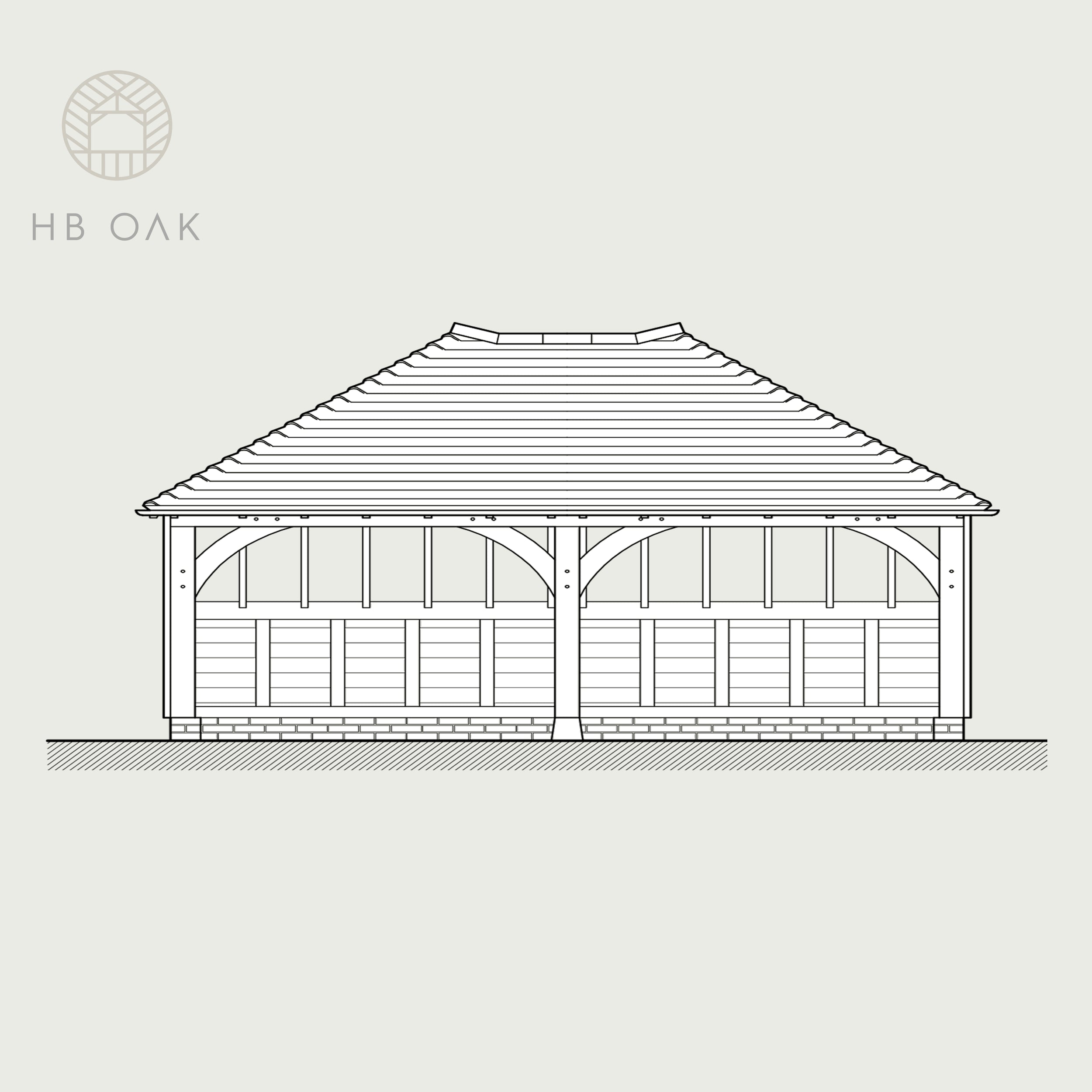 2 Bay Catslide with Full Hip Oak Kit