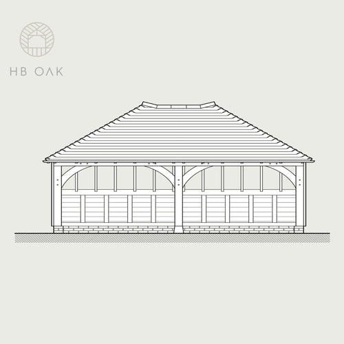 2 Bay Catslide with Full Hip Oak Kit