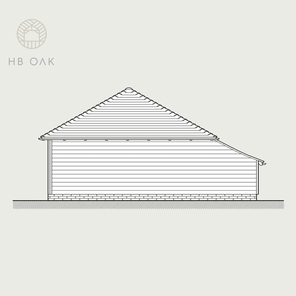 2 Bay Catslide with Full Hip Oak Kit