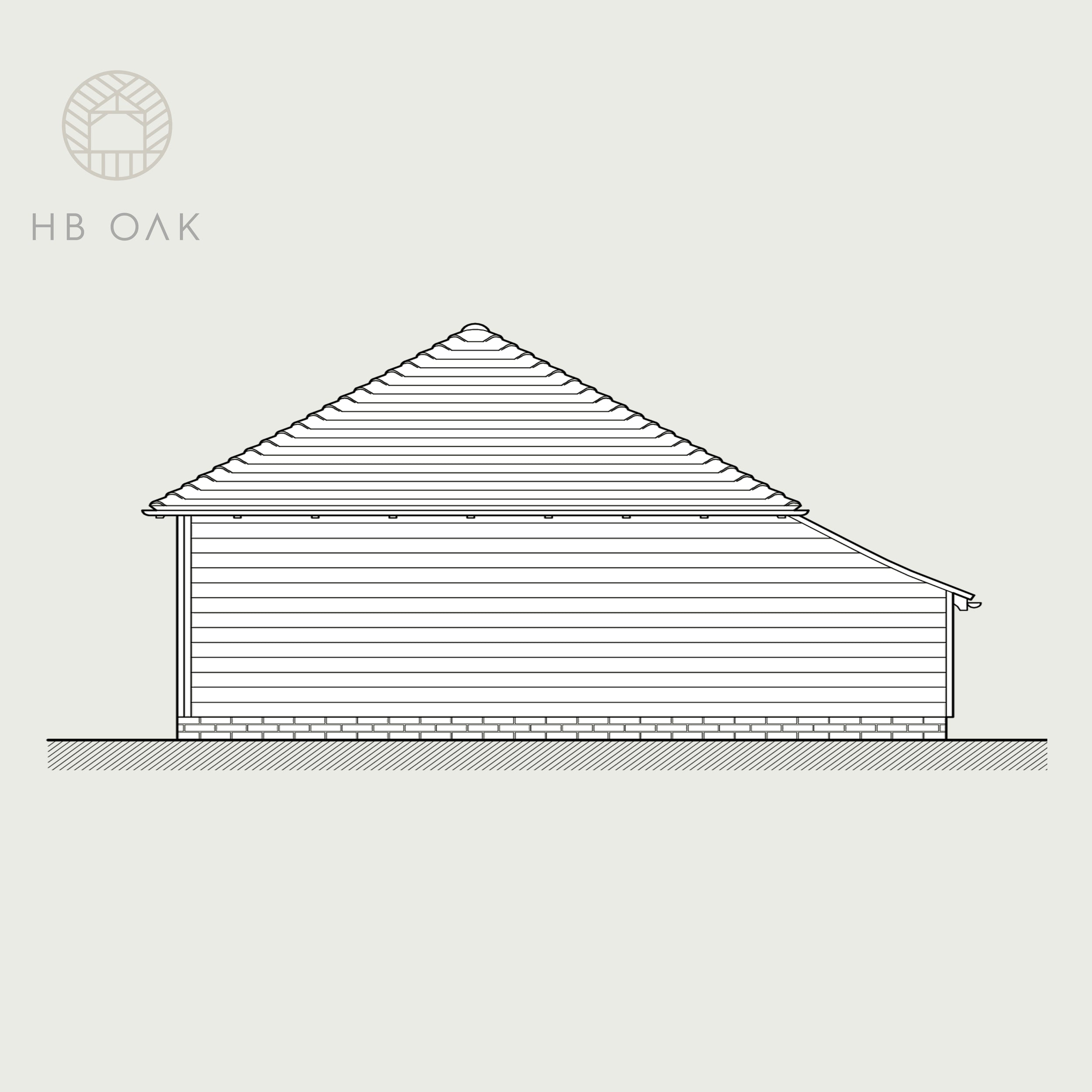 2 Bay Catslide with Full Hip Oak Kit