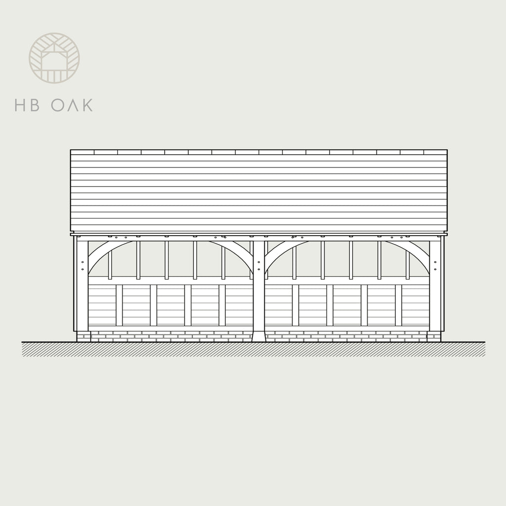 2 Bay Catslide with Gable Roof Oak Kit