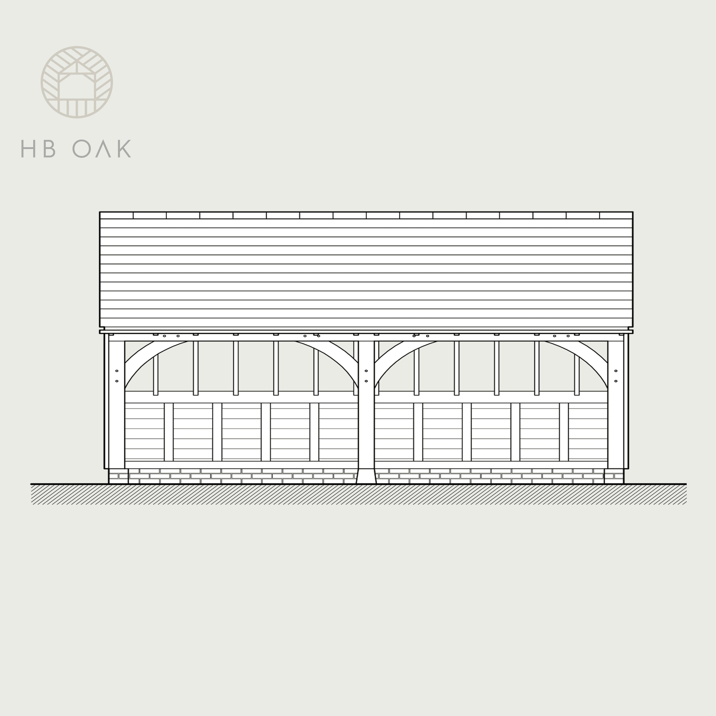 2 Bay Catslide with Gable Roof Oak Kit