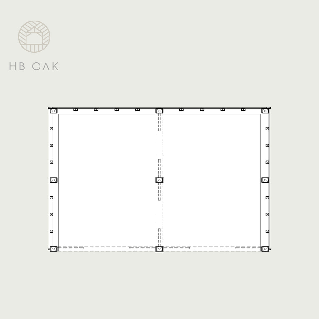 2 Bay Full Span with Full Hip Oak Kit