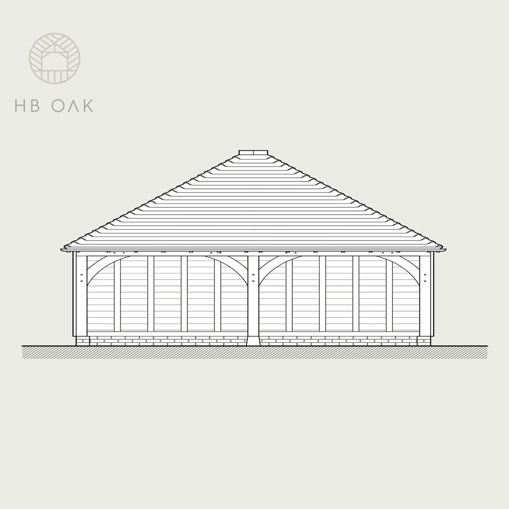 2 Bay Full Span with Full Hip Oak Kit