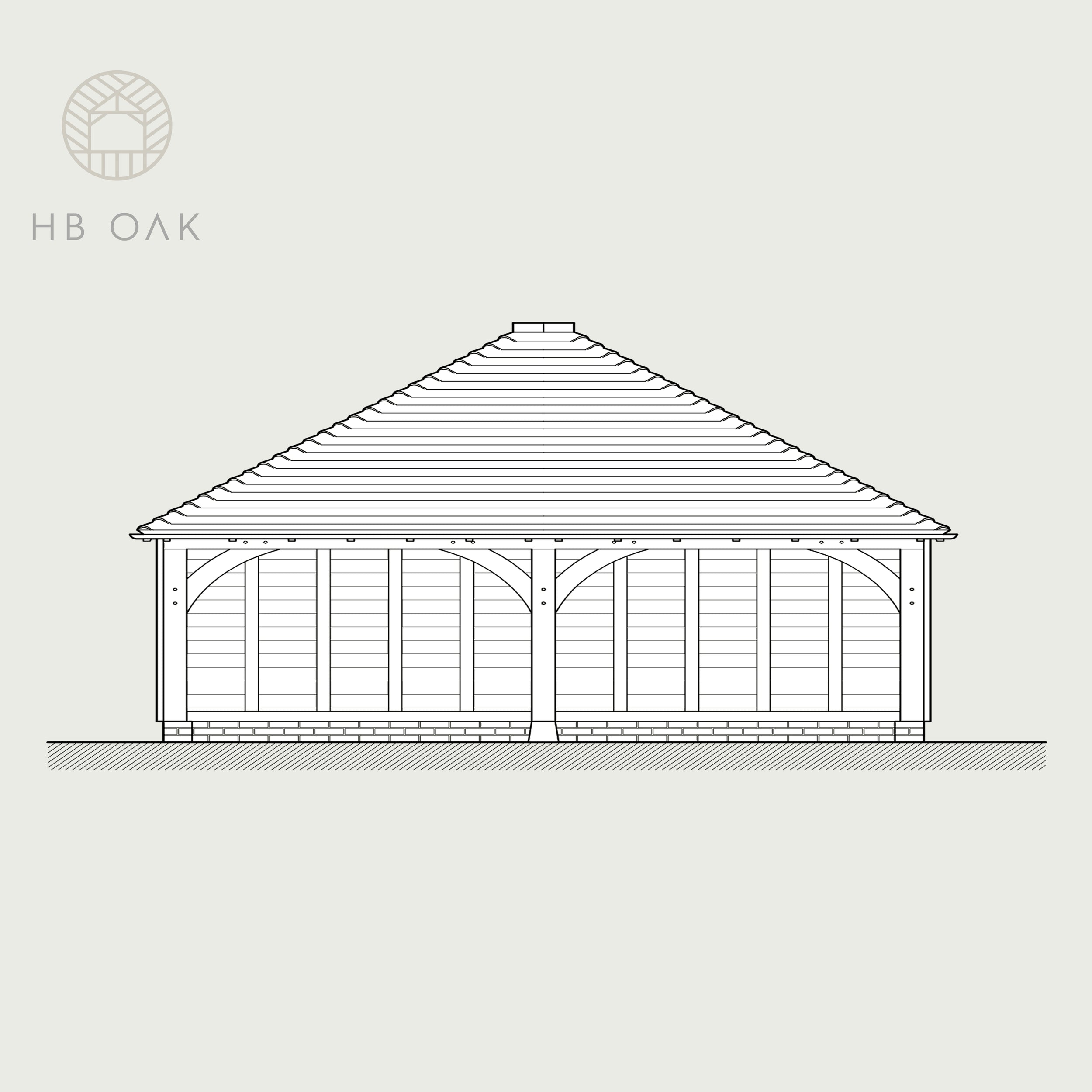 2 Bay Full Span with Full Hip Oak Kit