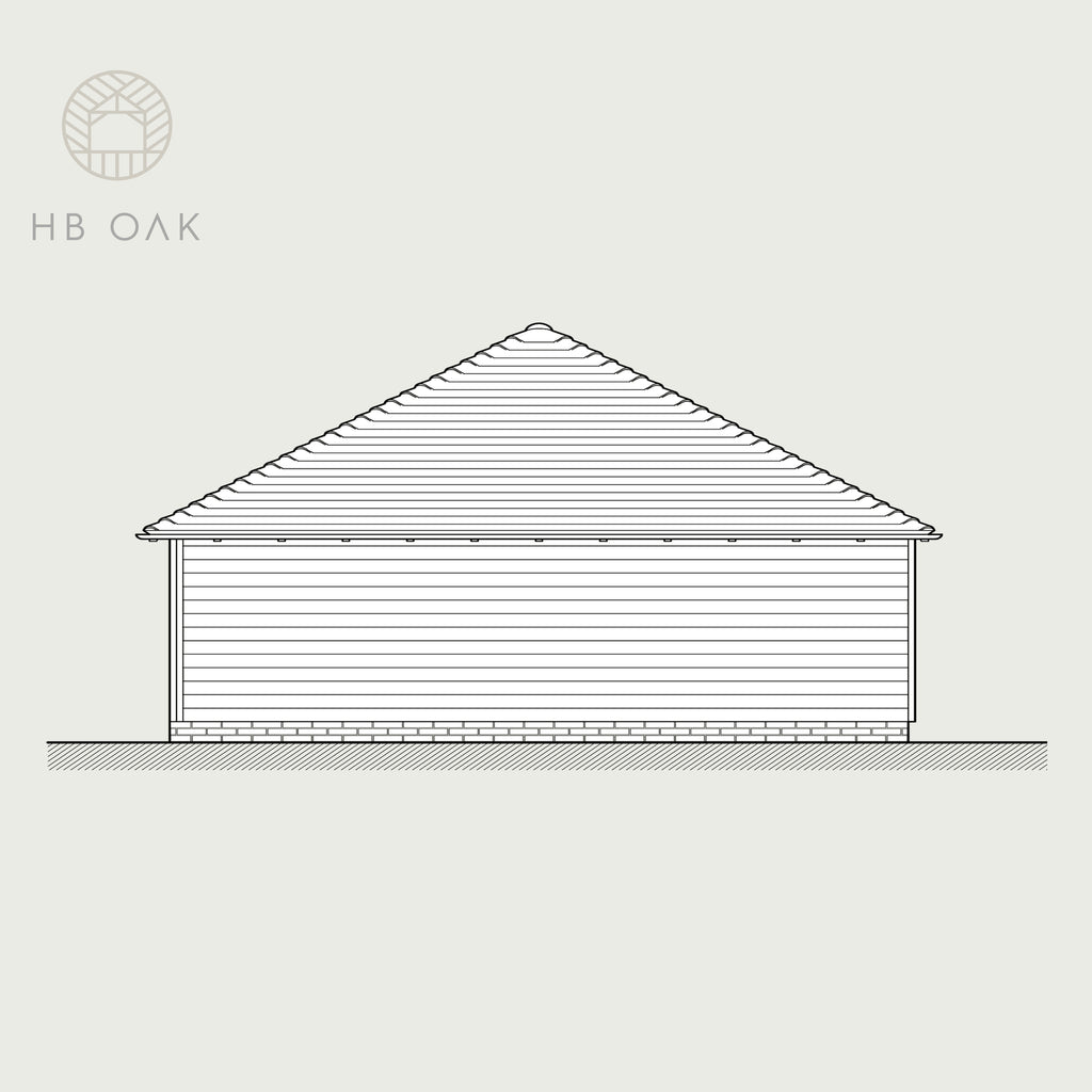 2 Bay Full Span with Full Hip Oak Kit