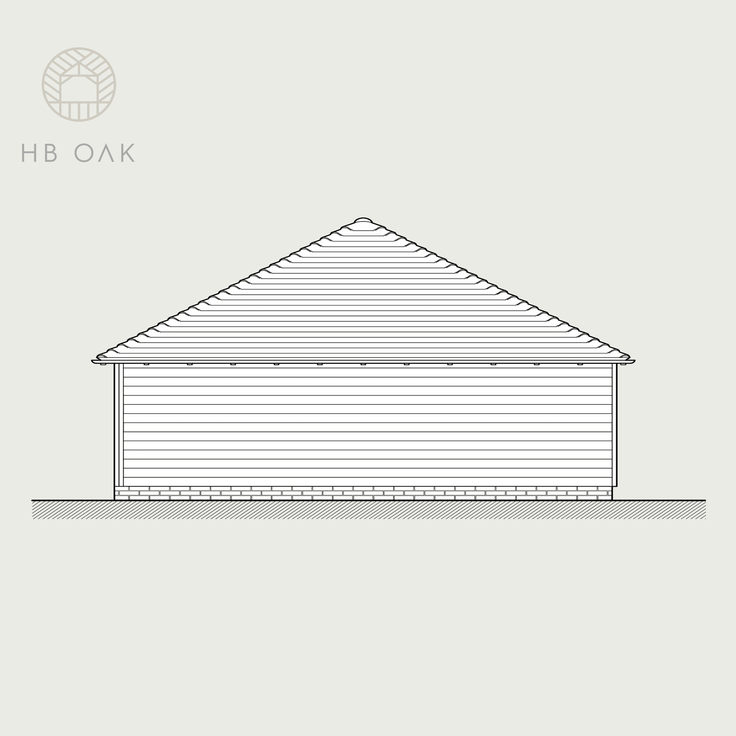 2 Bay Full Span with Full Hip Oak Kit