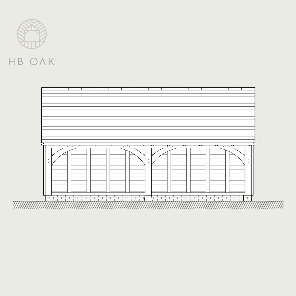 2 Bay Full Span with Gable Roof Oak Kit