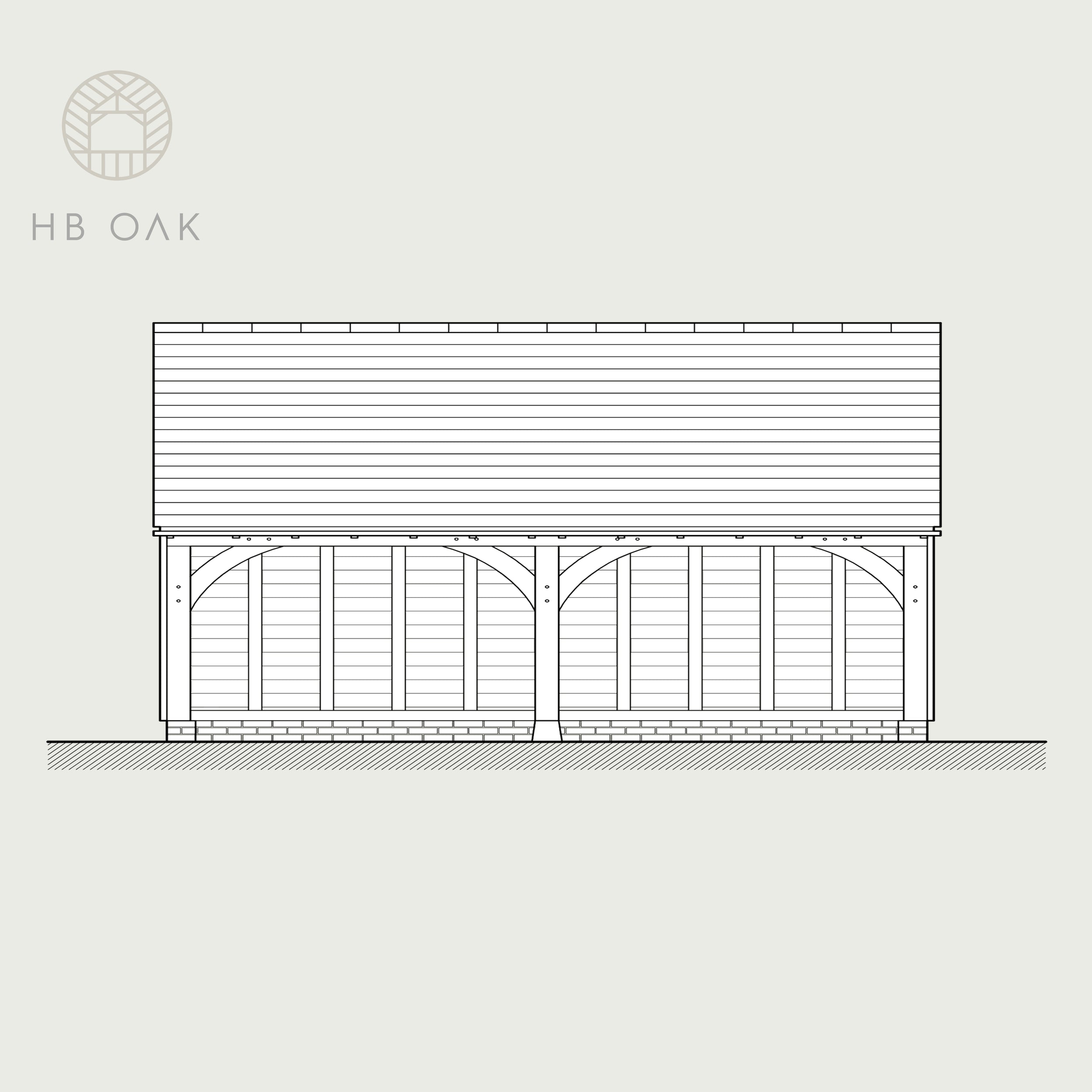 2 Bay Full Span with Gable Roof Oak Kit