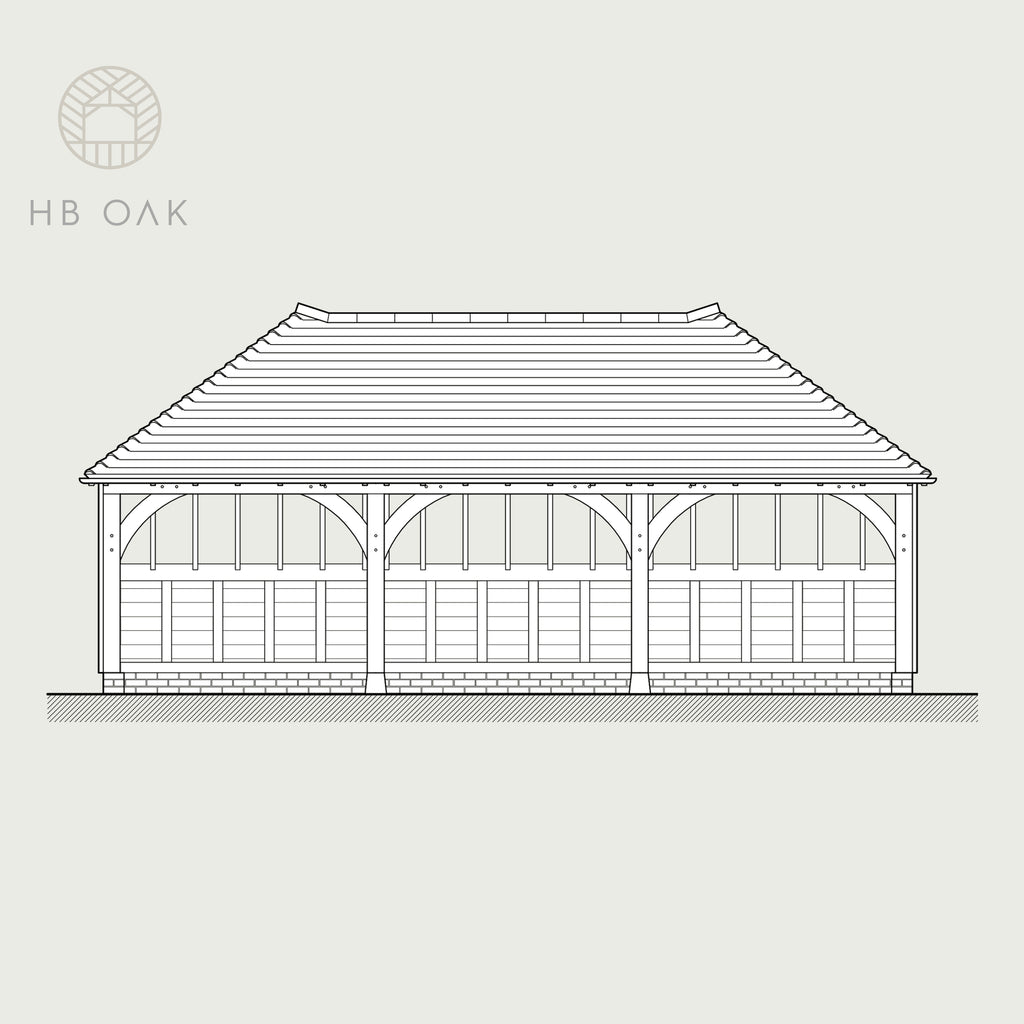 3 Bay Catslide with Full Hip Oak Kit