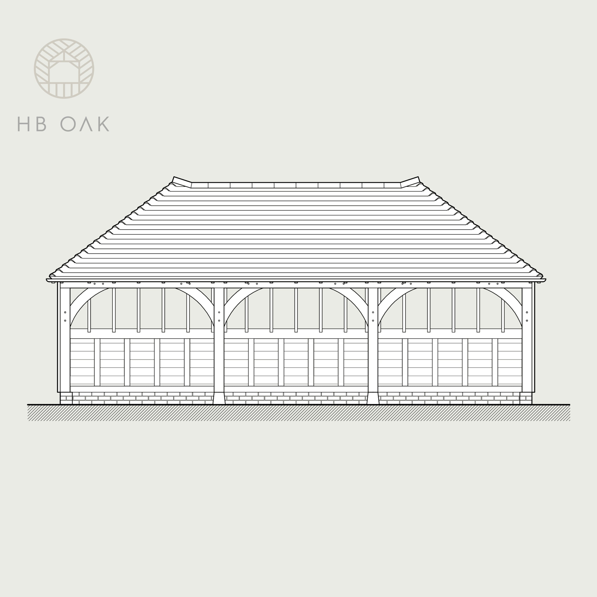 3 Bay Catslide with Full Hip Oak Kit