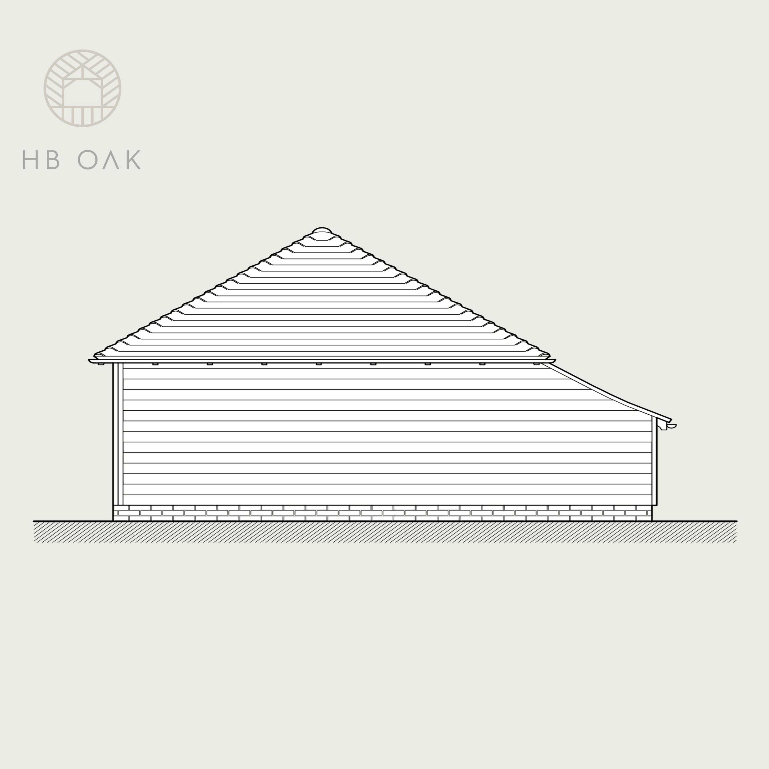 3 Bay Catslide with Full Hip Oak Kit