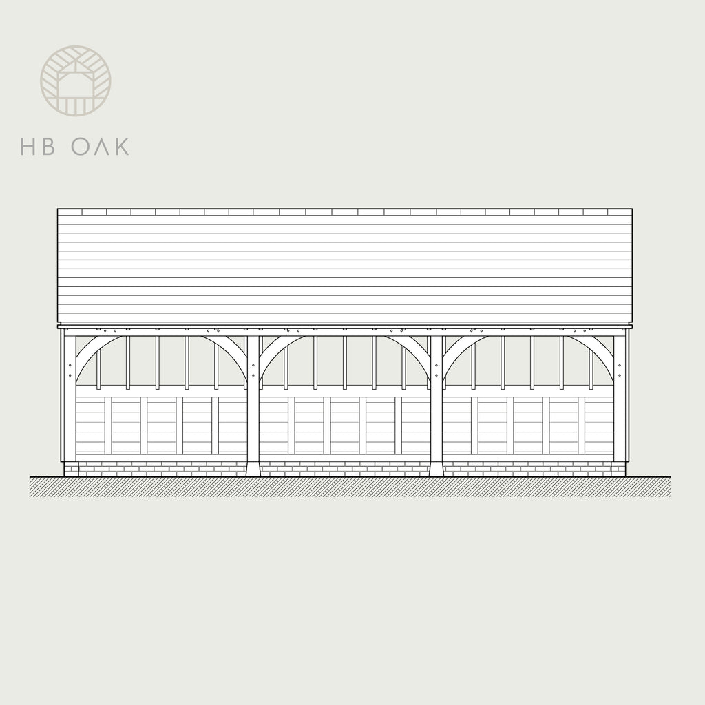 3 Bay Catslide With Gable Roof Oak Kit