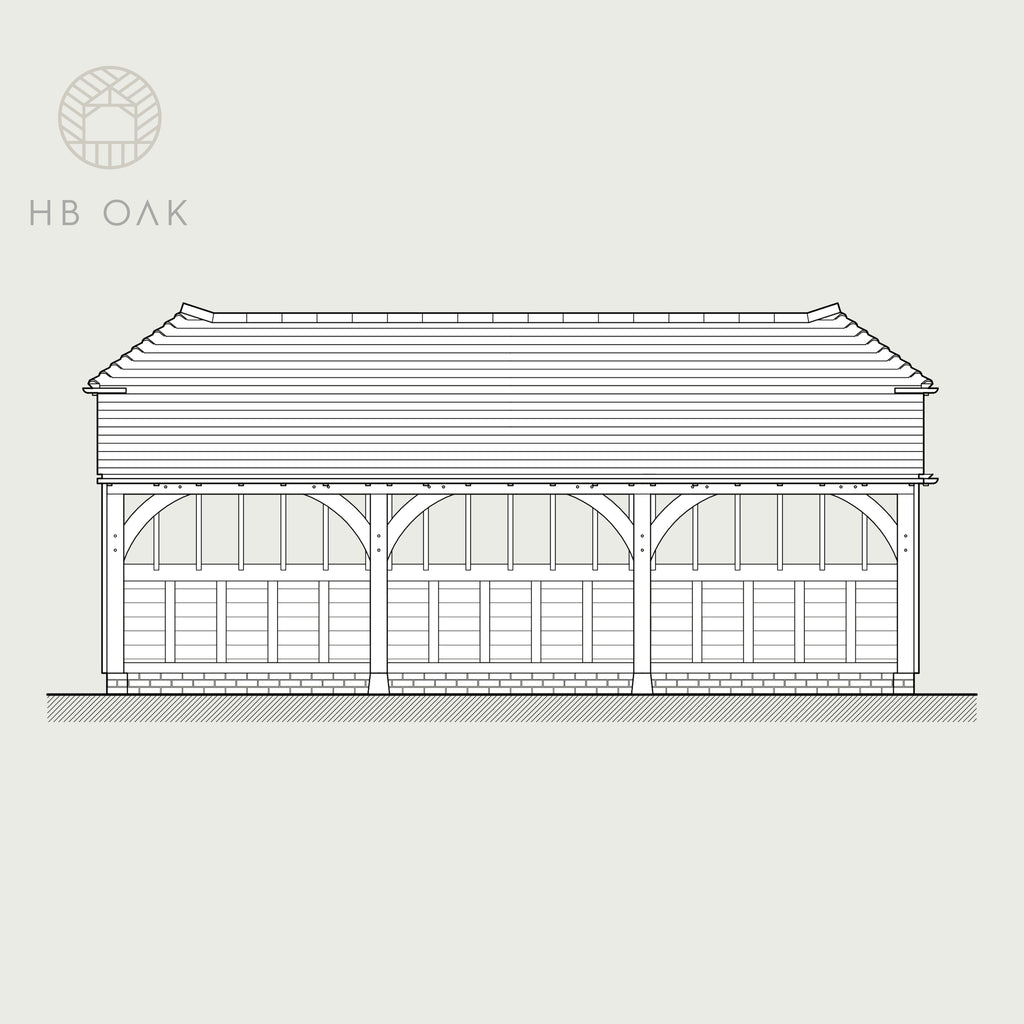 3 Bay Catslide with Barn Hip Oak Kit