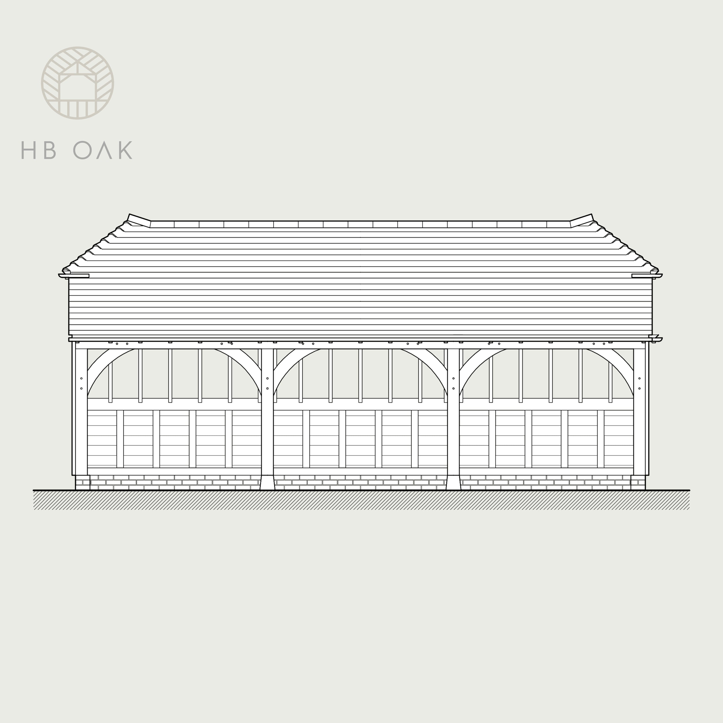 3 Bay Catslide with Barn Hip Oak Kit