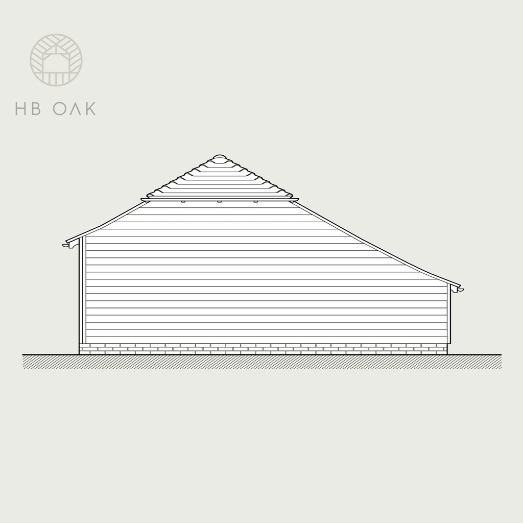 3 Bay Catslide with Barn Hip Oak Kit