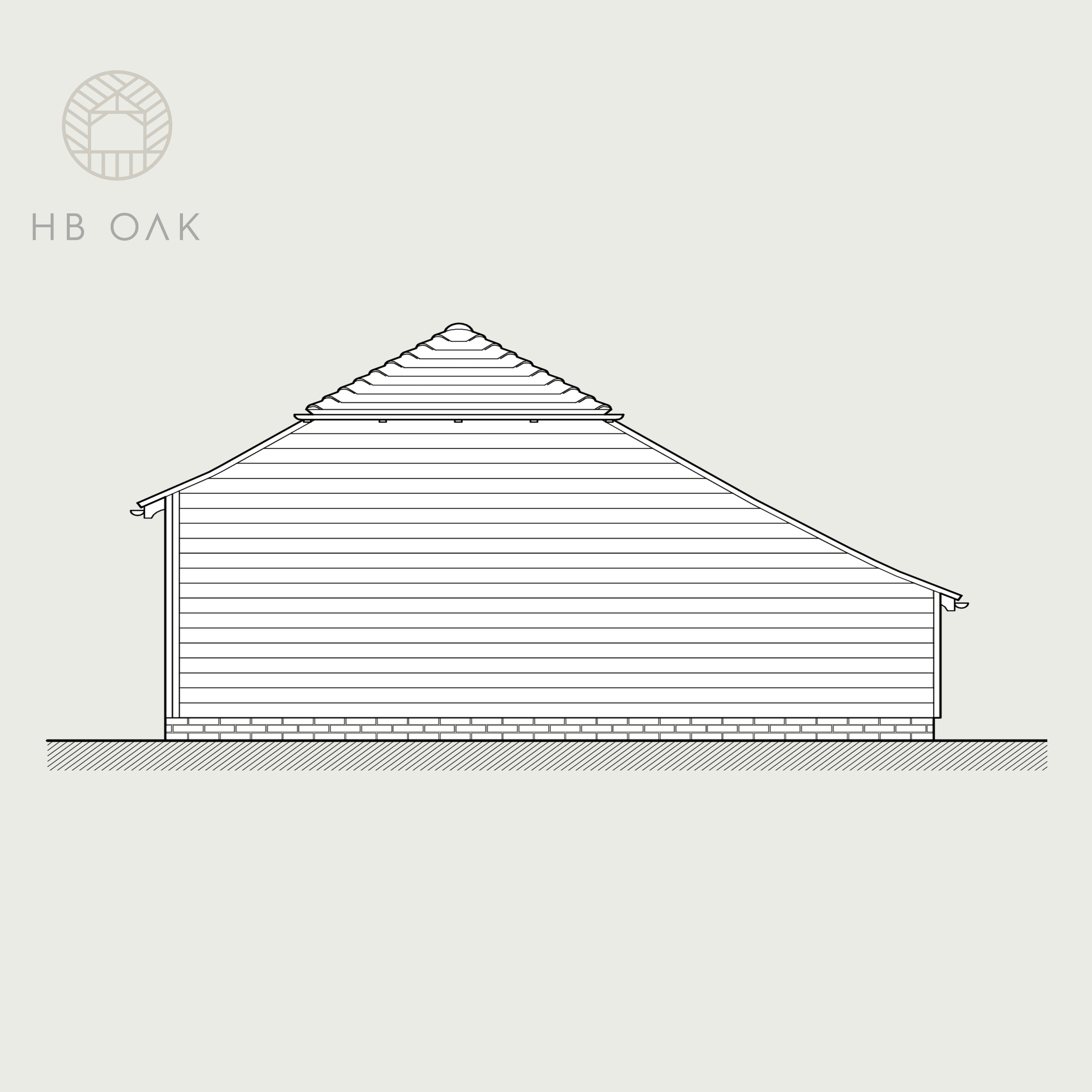 3 Bay Catslide with Barn Hip Oak Kit