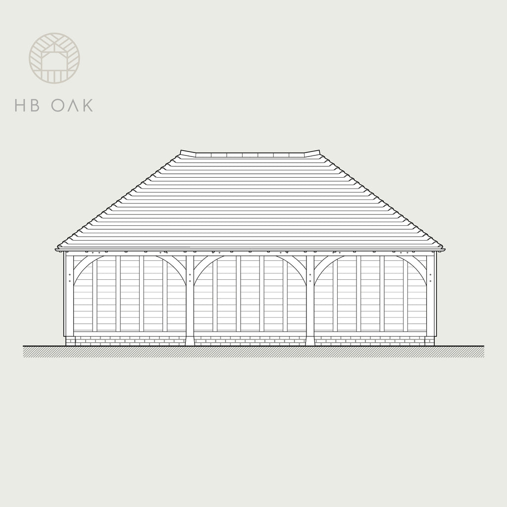 3 Bay Full Span With Full Hip Oak Kit