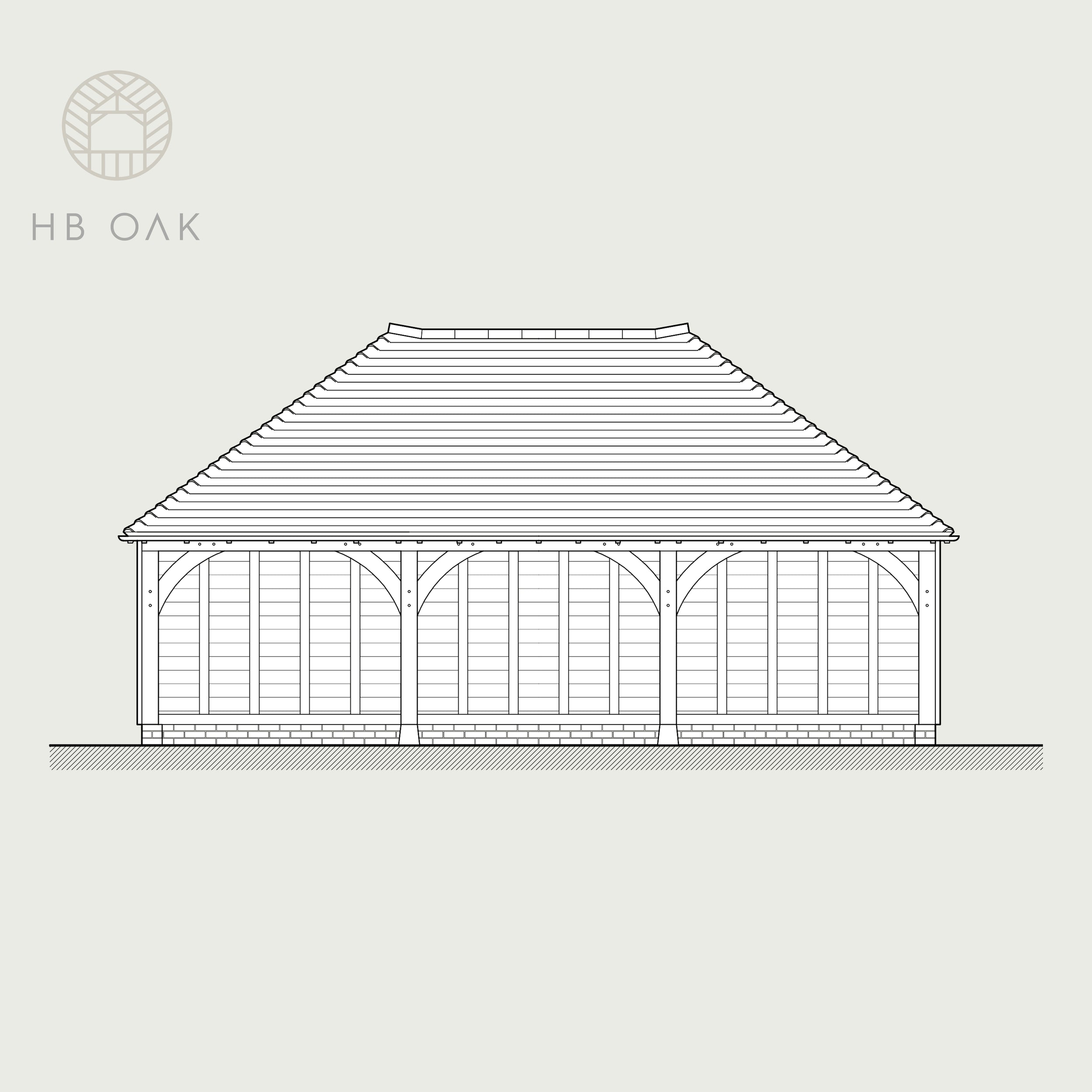 3 Bay Full Span With Full Hip Oak Kit