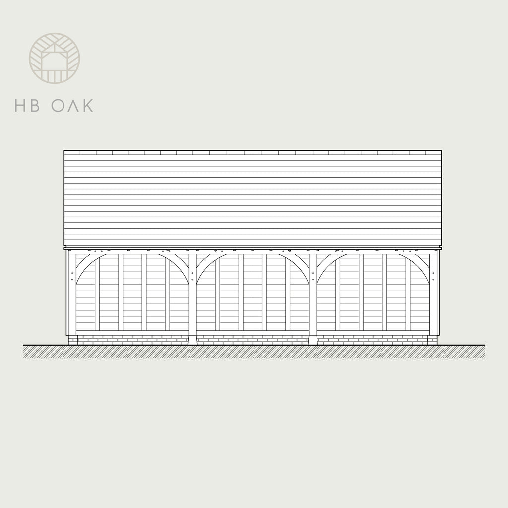 3 Bay Full Span With Gable Roof Oak Kit