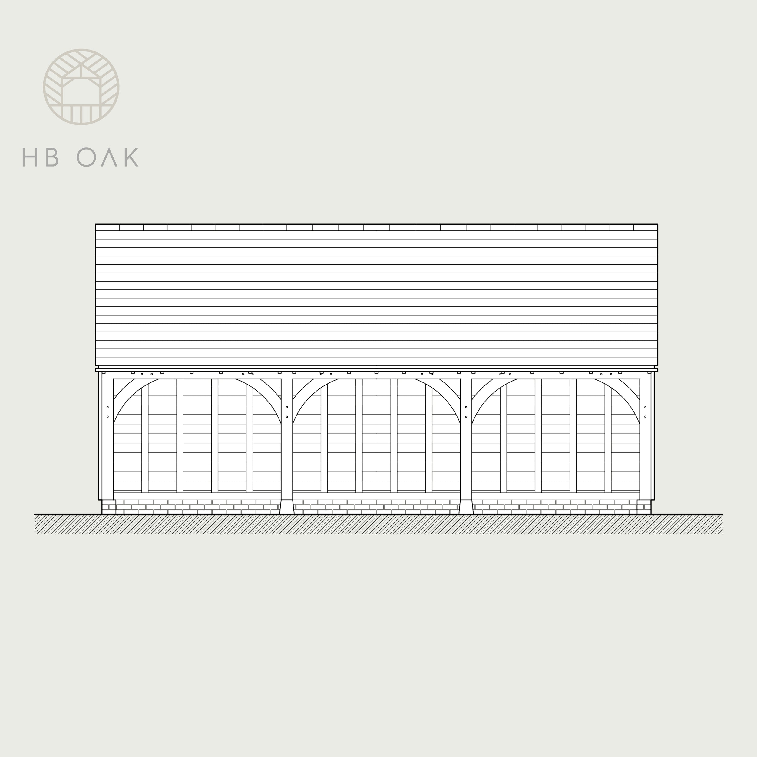 3 Bay Full Span With Gable Roof Oak Kit