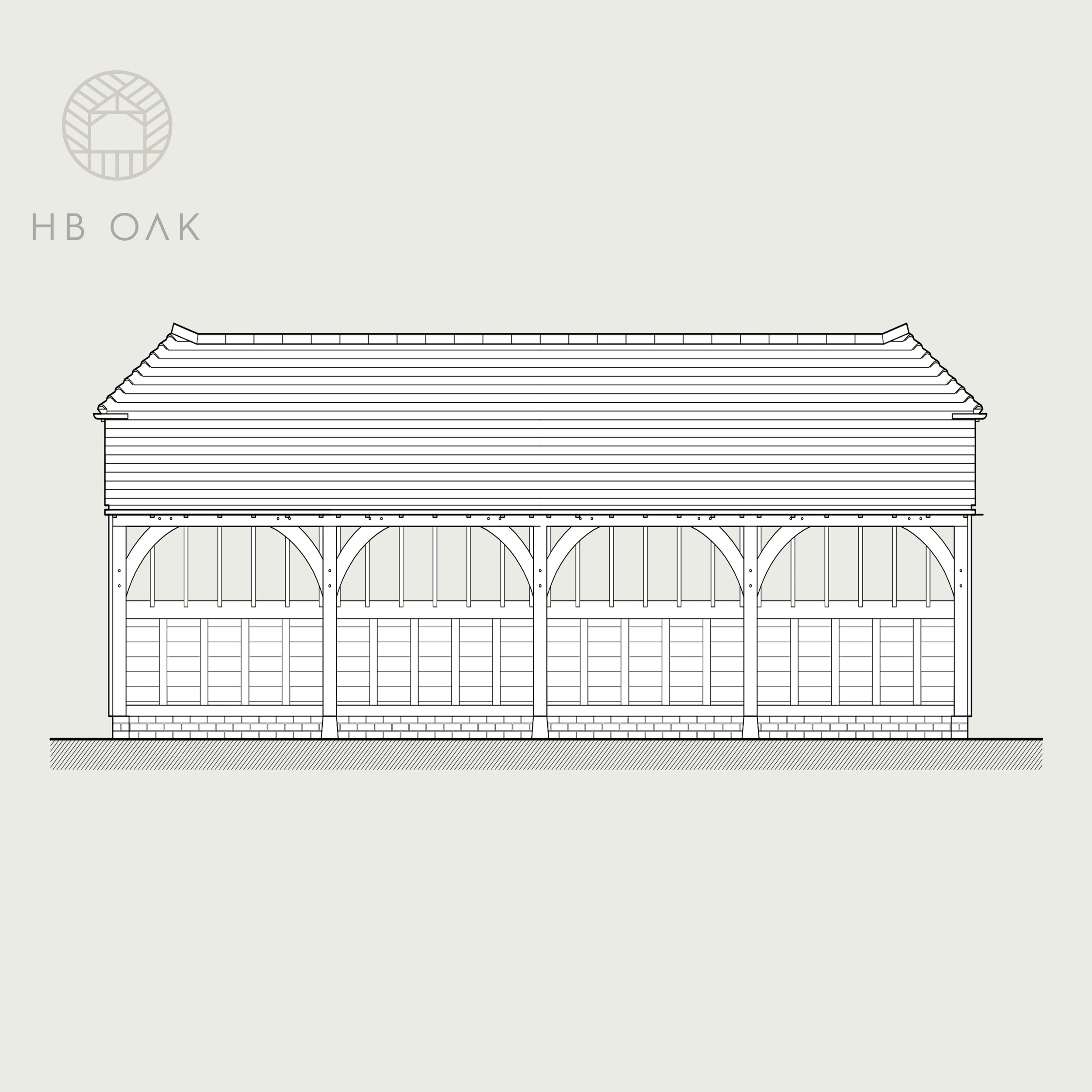 4 Bay Catslide With Barn Hip Oak Kit