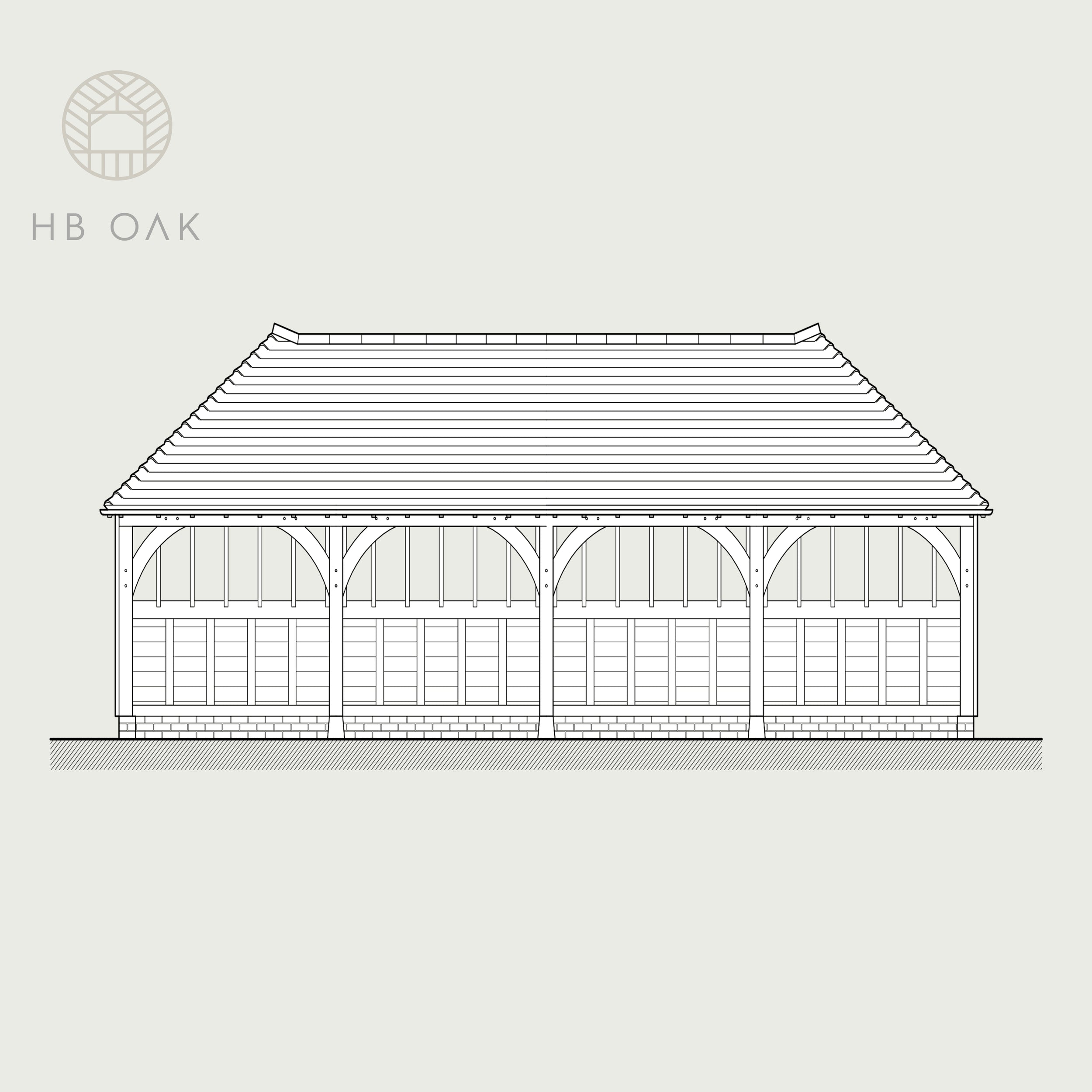 4 Bay Catslide With Full Hip Oak Kit