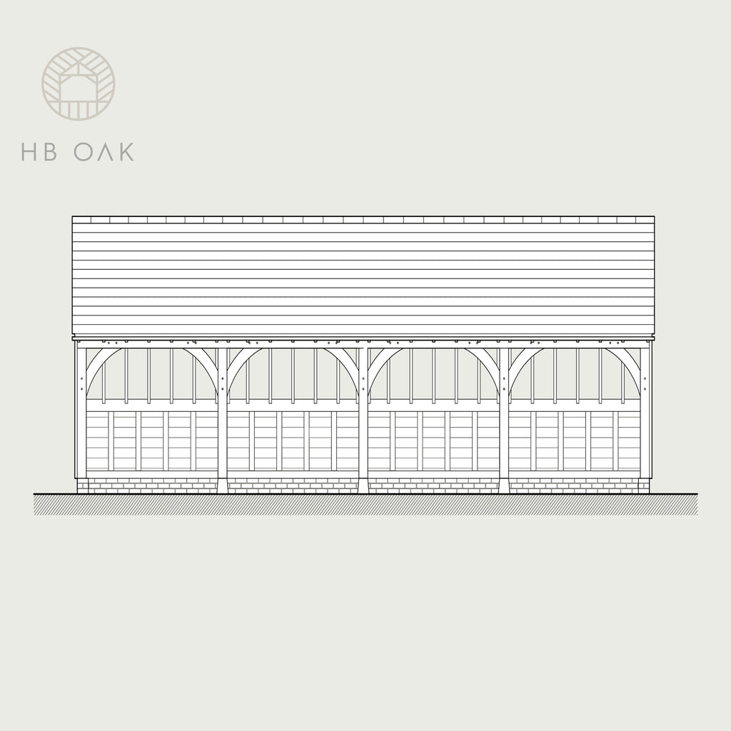 4 Bay Catslide with Gable Roof Oak Kit