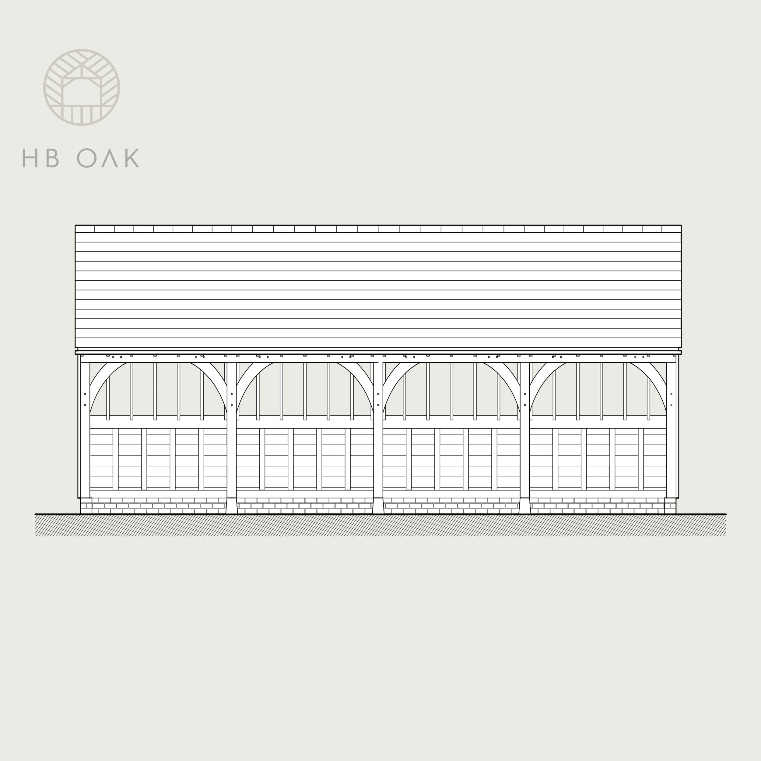 4 Bay Catslide with Gable Roof Oak Kit