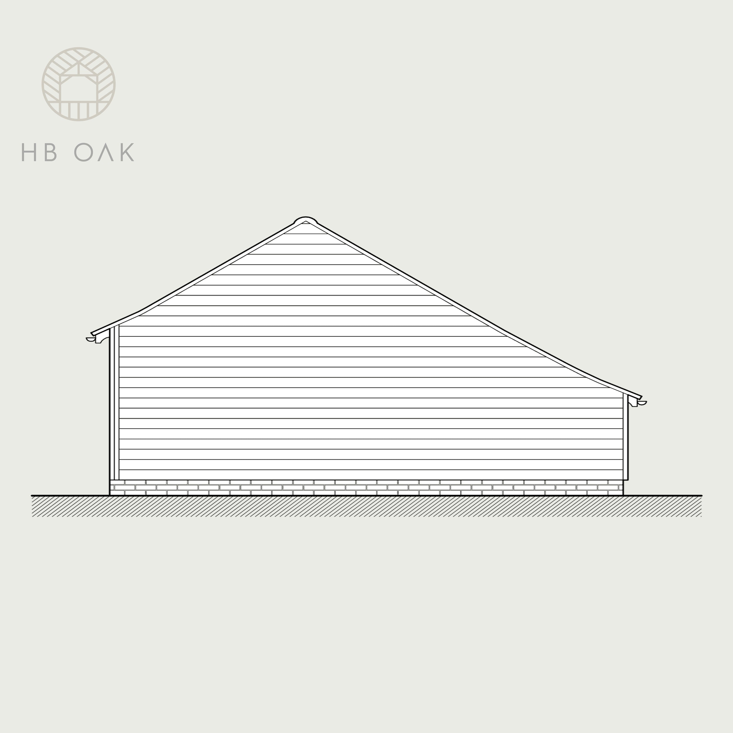 4 Bay Catslide with Gable Roof Oak Kit
