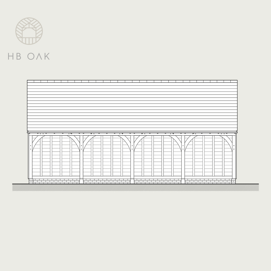 4 Bay Full Span With Gable Roof Oak Kit
